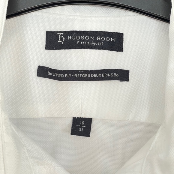 Men's 100% Cotton White Long Sleeve Shirt Hudson Room Size 16/33 NWOT - Picture 2 of 9